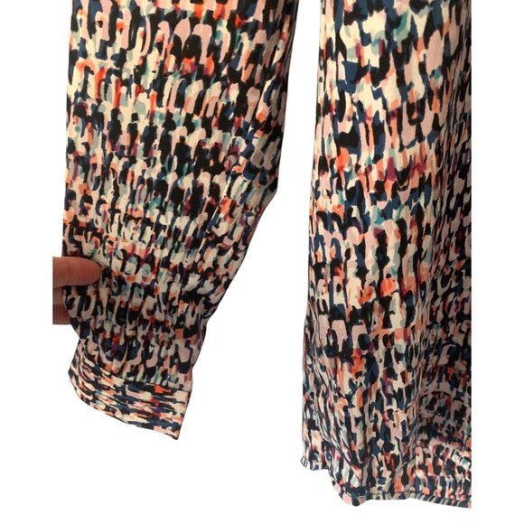 NYDJ Los Angeles Mango Passion Dasher Flicker Long Sleeve V-Neck Blouse NWT M - Picture 4 of 7